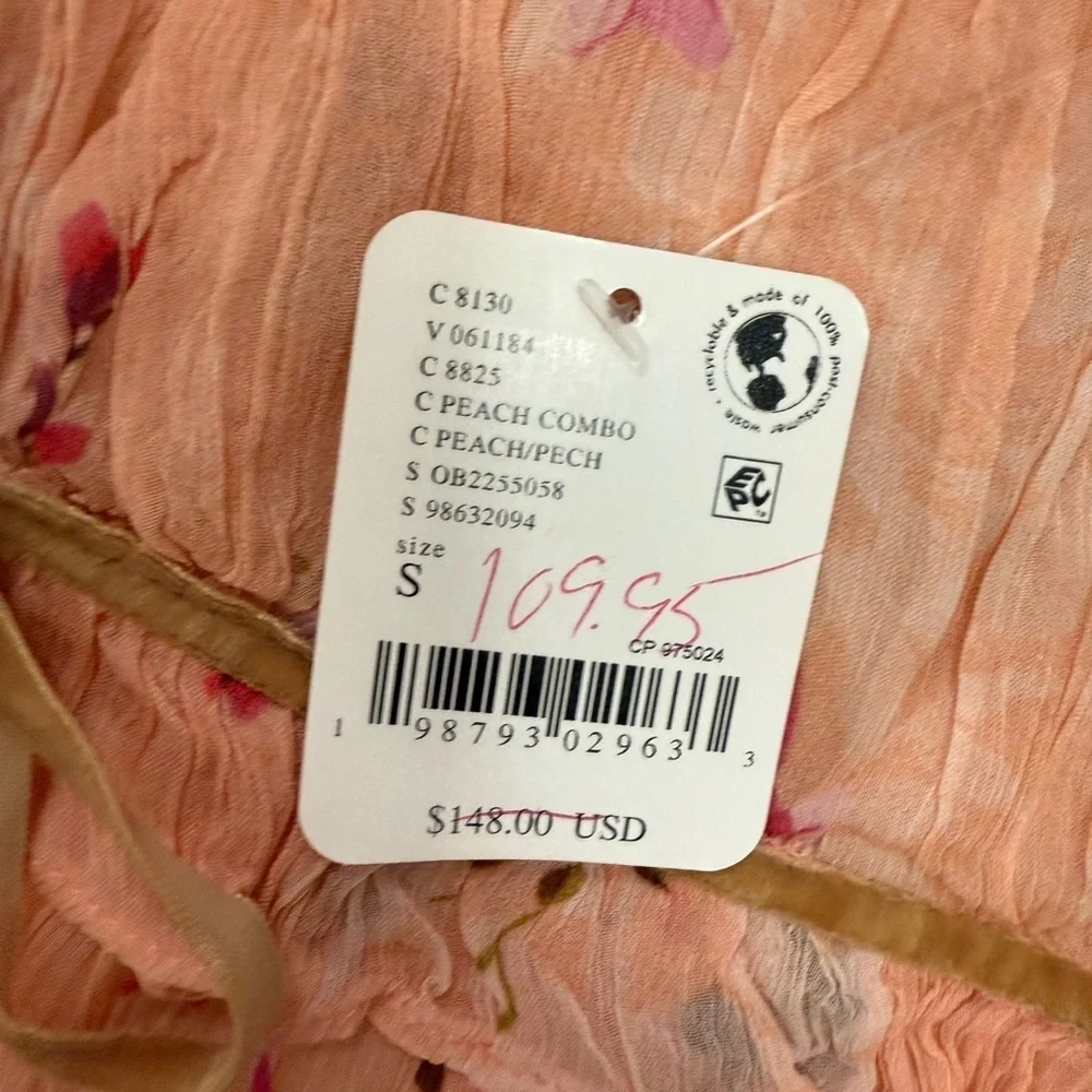 New Free People Peachy Floral Marney Floral Dress